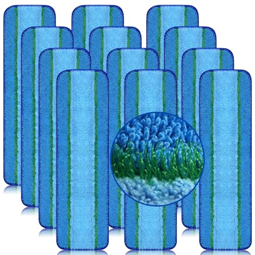 12 Pack 18 Inch Deep Cleaning Replacement Pads Compatible with Bona Family of Mops, Premium Microfiber Floor Mop for Hardwood Floors and Multi-Surface Floor Cleaner