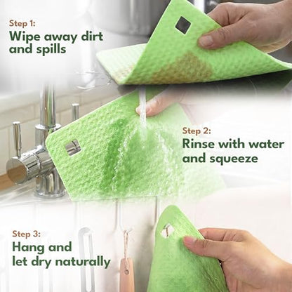 AIRNEX 5 Pack Cellulose Swedish Dishcloths for Kitchen - Eco-Conscious Reusable Dish Towels & Cloths - Super Absorbent, Odor Resistant and Fast Drying Wash Cloths for Dishes & Surfaces - size: 5 Pack