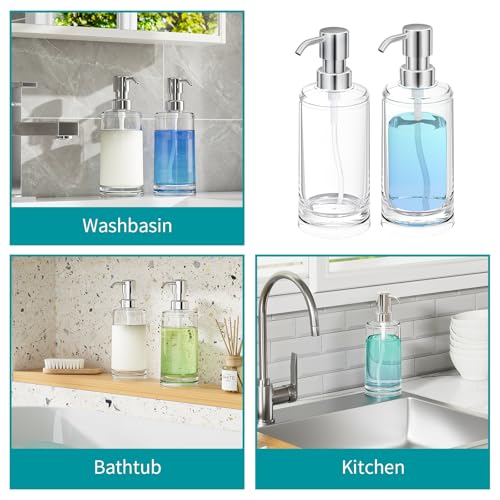 Clear Plastic Dish Soap Dispenser, 10 oz Pump Bottle for Kitchen & Bathroom | Clear plastic 10 oz refillable pump bottle for dish soap, hand soap, lotion, kitchen sink, or bathroom counter - color: Clear