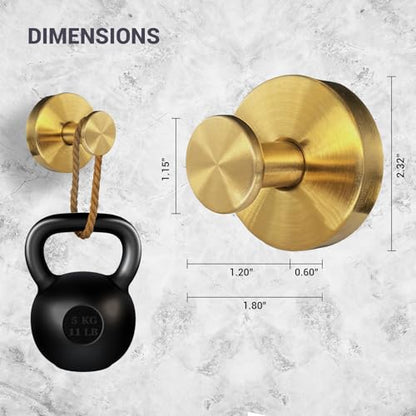 Suction Cup Hooks for Shower - 2 Pack, Gold - Stainless Steel, Strong Suction, No Drill, Removable Hanger, Tile Bathroom Kitchen Wall, Glass Door, Mirror Hook Hanging Robe, Towel Holder - color: Gold