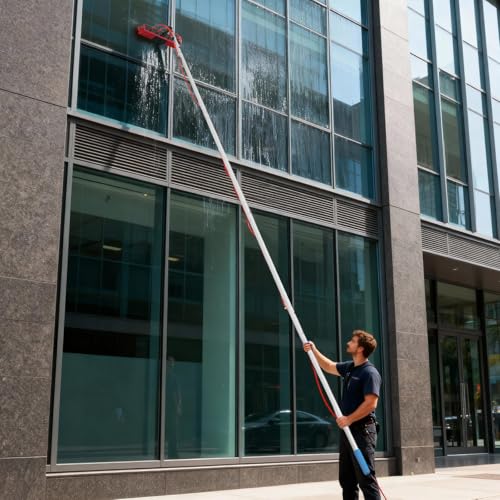 22.97 FT Solar Panel Cleaning Kit, Window Cleaning System, 20M Hose & BrushHead, Washing Equipment Window Cleaner Tool Water Fed Pole Kit for Roof Caravan Solar Panel - size: 7m/22.97ft