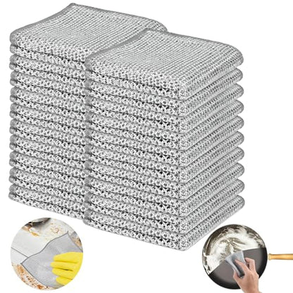 20 Pack Reusable Steel Wire Scrub Cloths, Heavy-Duty Double-Layer Cleaning Pads for Kitchen, Dishes, Oven & Sink - color: 20 Pairs of Double-layer Cloths