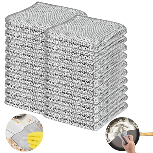 20 Pack Reusable Steel Wire Scrub Cloths, Heavy-Duty Double-Layer Cleaning Pads for Kitchen, Dishes, Oven & Sink - color: 20 Pairs of Double-layer Cloths