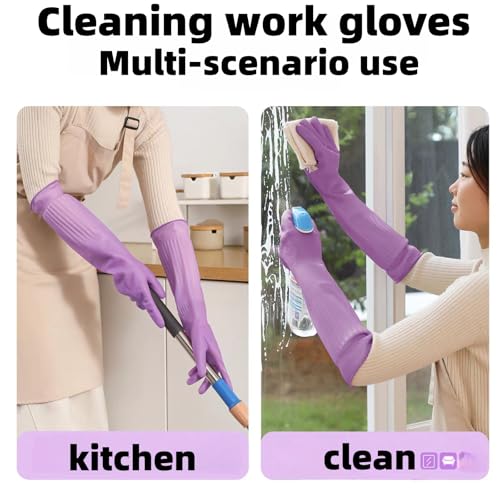 18inch Household Cleaning Rubber Kitchen Waterproof Long Gloves,Reusable Durable Anti Slip Work Latex Gloves - size: Small