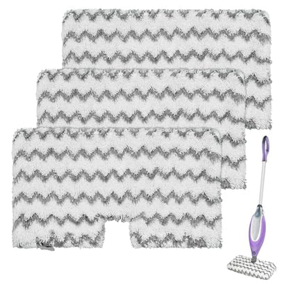 Steam Mop Replacement Pads for Shark S3500 Series S3501 S3601 S3501S S3601C S3550 S3801 S3901 S2901 Steam Pocket Mop,Microfiber Scrub Mop Pads for Deep Cleaning,Reusable and Machine-washable,3 Pack - color: Gray