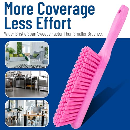 SPARTA 8 Inch Soft Counter Brush with Polyester Bristles and 5 Inch Handle, Color Coded Handheld Broom for Tables Countertops and Foodservice Surfaces, 13 Inch Overall Length, Pink - color: Pink