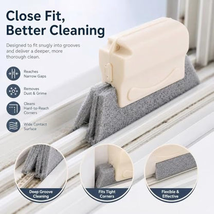 Window Track Cleaning Brush Deep Cleaning Tool Compact Design for Screen Windows Sliding Door Grooves Household Use, Cream - color: Multicolor