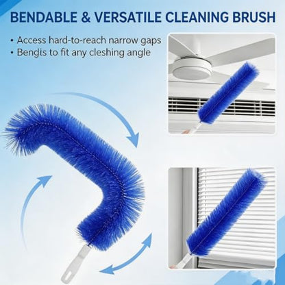 Bendable Microfiber Head, 2026 Upgraded Fan Cleaner Brush, Reusable Washable Dust Brush, 15.7in Flexible Cleaning Brush for Electric Fans Air Conditioning Home Car Vents Curtain (2Pcs-Blue) - color: 2pcs-blue