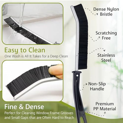Crevice Cleaning Brush Set - 3 Pcs Hard Bristle Crevice Cleaning Tool for Grout, Tile Floors, Gaps & Narrow Spaces-Small Grout Scrub Brush for Cleaning Bathroom, Shower, Window Tracks, Kitchen