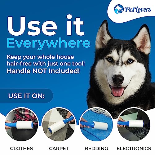 PetLovers Extra Sticky Lint Roller 6 Pack of Refills Only - No Handle Included - 90 Sheets Per Refill 540 Sheets Total - size: 90 Sheets (Pack of 6)