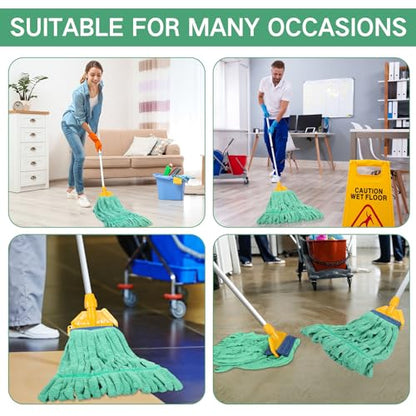 Lallisa 2 Pcs Commercial Mop Head Replacement 18 Oz Tube Microfiber Mop Heads for Floor Cleaning Industrial Mop Heads Looped End Wet Mop Head Refill for Home Commercial Industrial Use (Green) - color: Green