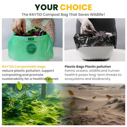 Compost Bags 1.3 Gallon,100 Count,Compostable Small Trash Bags for Kitchen Countertop Compost Bin 0.75, 1,1.2, 1.3Gallon,ASTM D6400, US BPI and Europe OK compost HOME certified - color: 1.3G-100ccount