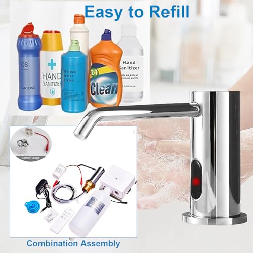 Touchless Automatic Soap Dispenser for Kitchen Bathroom Sink Built in Liquid Commercial Electric Soap Dispenser with Bottle and Pump Chrome Platingd - color: Electroplate-liquid