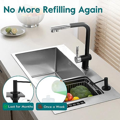 Gappo Upgraded Matte Black Soap Dispenser for Kitchen Sink, Stainless Steel Countertop Pump, Built in Sink Soap Dispenser with 47" Extension Tube kit - color: Matte Black