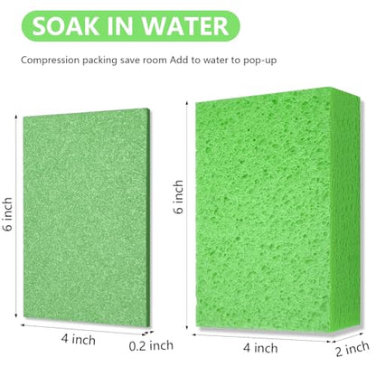 Cleaning and Washing Sponge, 3 Pack Large Extra Thick Heavy Duty Sponge Multi-Purpose for Kitchen Bathroom Bike Boat Car, Natural Cellulose Sponges 4" X 6" X 2" (Green) - color: A-green