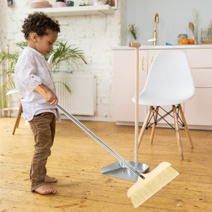 Anti-Static Broom Soft Bristle Brush Sweeping Brooms for Kitchen Bedroom Bathroom Wooden Handle - color: Khaki