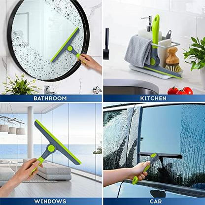 DSV Standard 10" Heavy Duty Green, Grey Window Cleaning Squeegee, Handheld Squeegee for Glass Doors, Windows, Car Windshields & More - color: Green
