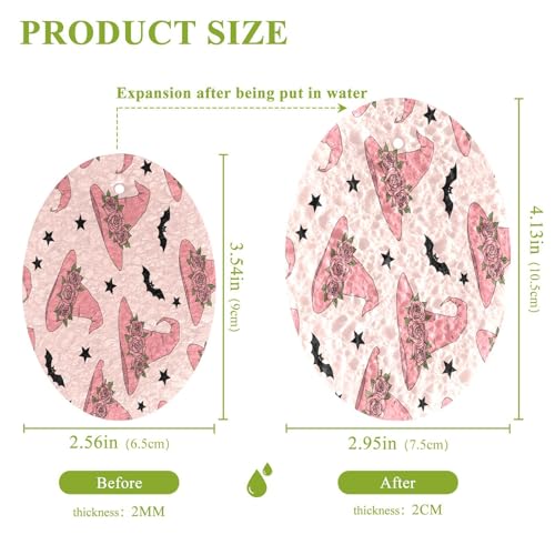 Pink Halloween Witch Hats Dish Scrub Sponges Kitchen Non Scratch Reusable Compressed Cellulose Sponge Hanging for Household Cleaning Washing Dishes Pots and Pans 3 Pack - color: Pattern7