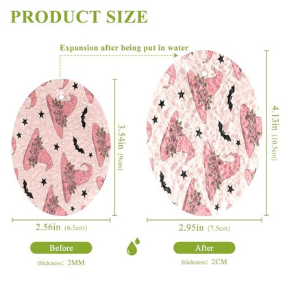 Pink Halloween Witch Hats Dish Scrub Sponges Kitchen Non Scratch Reusable Compressed Cellulose Sponge Hanging for Household Cleaning Washing Dishes Pots and Pans 3 Pack - color: Pattern7