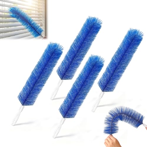 Bendable Microfiber Head, Fan Cleaner Brush Reusable Dust Remover Washable ldeal for Ceiling Fan, Air Conditioner, Dryer Vent, Car Vents and Household Surface Cleaning (Blue x 4) - color: Blue X 4