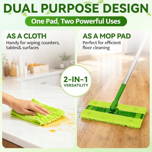 FIXSMITH Reusable Microfiber Mop Pads Compatible with Swiffer Sweeper and All 10-12 inch Flat mops, 8 Pack Washable Wet Dry Mop Refills, Microfiber Mop Replacement Heads for Floor Cleaning