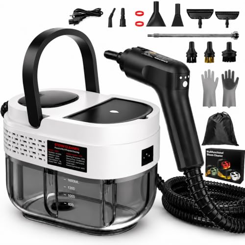 Handheld Steam Cleaner for Home, 2500W High Pressure Steam Cleaner for Car Detailing, 3 Steam Levels, 1600Ml Tank, High Heat Steamer for Bed Bugs, Couch, Furniture, Kitchen, Bathroom, Floors - color: White