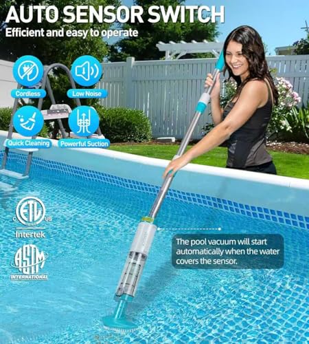 4-in-1 Cordless Rechargeable Small Pool Hot Tub Spa Pond Vacuum, Handheld Pool Cleaner Ideal for Spas, Hot Tubs Pond & Small Pools – 2026 New Model