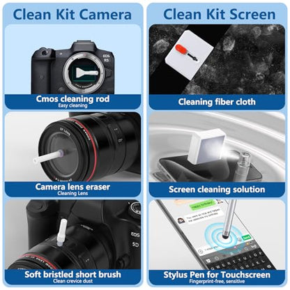 32 in 1 Cell Phone Cleaning kit with Charging Port Cleaner,Stylus Pen,SIM Tool,Keyboard Brush,Speaker Brush,Electronic Cleaning kit for iPhone,AirPods,iPad,Keyboard,MacBook,Earbud,Camera Lens(Black) - color: Black