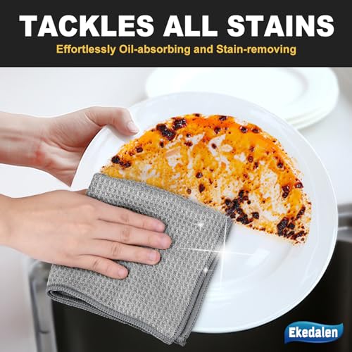 Microfiber Cleaning Cloth Waffle Weave for Dusting Absorbent Towel Quick Drying Dust Rags Household Kitchen, Lint Free Streak Free, 6 Pack,12 x 12 Inches, Grey - color: Grey, 12 X 12 Inch