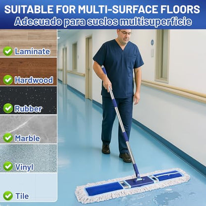 36" Commercial Dust Mop: Dry Dust Broom for Hardwood Floors Cleaning - 2 Mop Pads 59" Long Handle Heavy Duty Frame - Industrial Professional Cleaning Supplies for Hotel Warehouse School Janitor - size: 36 inches Dust Mop