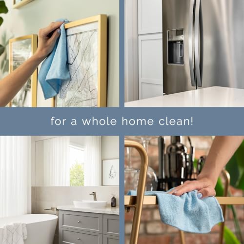 S&T INC. 750 Pack Microfiber Cleaning Cloth, Bulk Towels for Home, Reusable Microfiber Towels for Cars, Cleaning Rags, Light Blue, 11.5 Inches x 11.5 Inches, 150 Count - size: 750 Pack