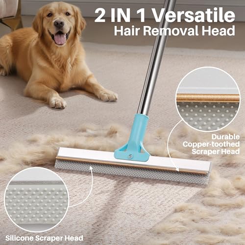 JOYMOOP 3 PCS Carpet Rake for Pet Hair Removal, 63" Adjustable Long Handle and Short Handle Reusable Pet Hair Remover, 1 Mini Cat Dog Hair Carpet Scraper for Rugs, Sofa,Cloth - size: 3 PCS[1 Long Handle+1 Short Handle+1 Mini]
