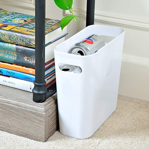 Youngever 1.5 Gallon Slim Trash Can, Plastic Garbage Container Bin, Small Trash Bin with Handles for Home Office, Living Room, Study Room, Kitchen, Bathroom (1 Pack White) - color: White