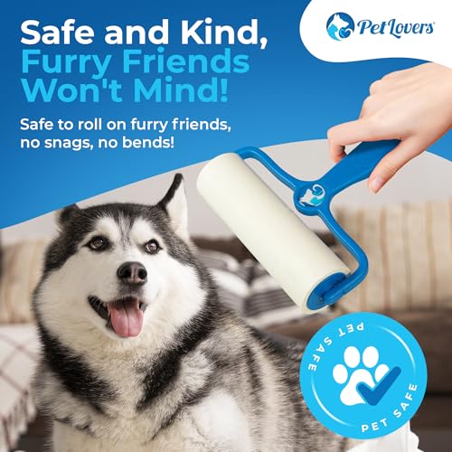 PetLovers 6.3" Large Lint Roller for Pet Hair Extra Sticky 360 Sheets, Ideal for Pet Hair Removal from Furniture & Clothes, Dog and Cat Lint Remover 4 Pack - size: 4 Pack Large Lint Roller