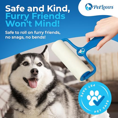 PetLovers 6.3" Large Lint Roller for Pet Hair Extra Sticky 360 Sheets, Ideal for Pet Hair Removal from Furniture & Clothes, Dog and Cat Lint Remover 4 Pack - size: 4 Pack Large Lint Roller