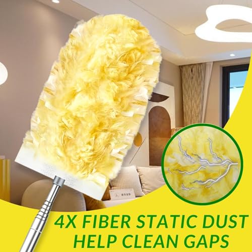 Duster Refills,Static Dust Removal Brush Disposable Replacement Head Compatible with Swiffer,Duster Refills for Electronics, Furniture, Blinds, Ceiling Fans (Yellow, 30 Refills+1 Extension Pole) - color: Yellow, size: 30 Refills+1 Extension Pole