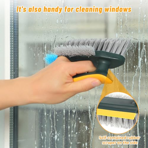 Window Gap Cleaner Brush,Multi-Function for Bathroom Kitchen Narrow Slot Cleaning Handle Clean Tools,Yellow-Green - color: Yellow-green