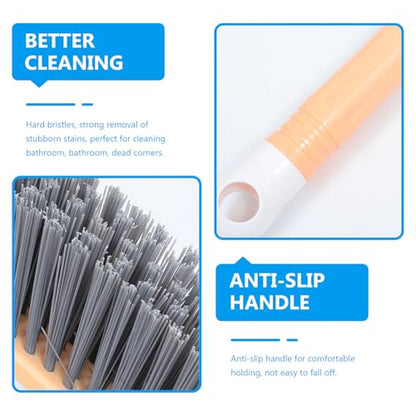 Beaupretty Household Cleaning Brush with Long Handle for Bathroom and Floor Sturdy Hard Bristles for Stubborn Stain Removal Lightweight Steel Rod with Padded Grip Practical Corner and Tile