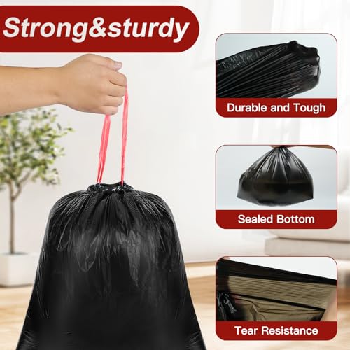 O2frepak 33 Gallon Drawstring Tall Kitchen Trash Bags,Clean Fresh Scent and Heavy Duty Garbage Bags(30 Count,80x100cm) - style: 33Gallon(30Counts)Black