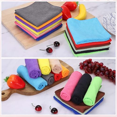 uxcell 10 Pcs Microfiber Cleaning Cloth, Kitchen Towels Reusable Microfiber Towels Highly Absorbent for Household Cleaning Supplies, Kitchen, Bathroom, Light Green(Square), 11.8" X11.8 - color: Light Green