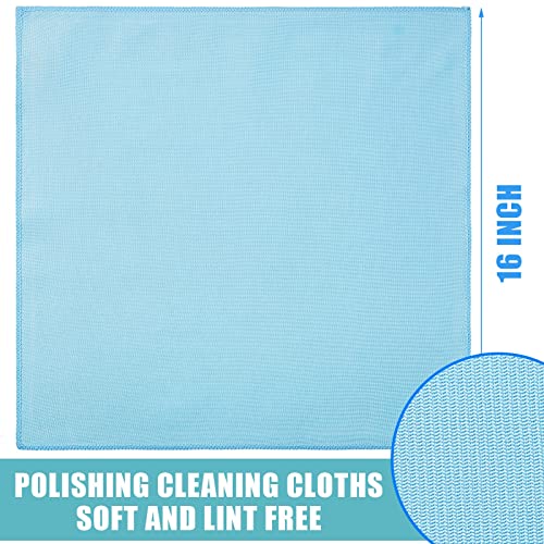 Tatuo 18 Pcs Microfiber Glass Cleaning Cloths (16 x 16) Polishing Cloth - Streak Free - Lint Free - Quickly Clean Windows, Glasses, Windshields, Mirrors, Stainless Steel, Monitor(Blue) - color: Blue