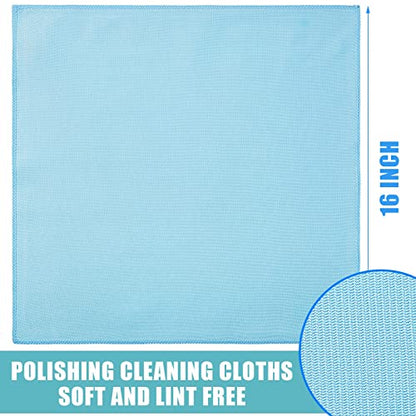 Tatuo 18 Pcs Microfiber Glass Cleaning Cloths (16 x 16) Polishing Cloth - Streak Free - Lint Free - Quickly Clean Windows, Glasses, Windshields, Mirrors, Stainless Steel, Monitor(Blue) - color: Blue