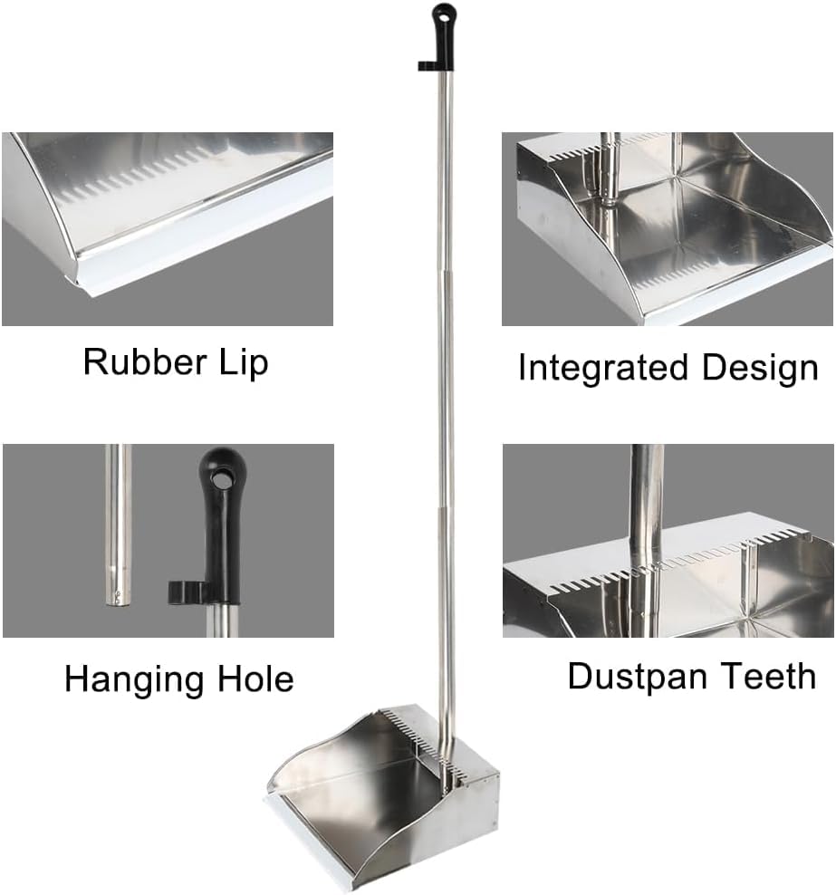 3 Pack Stainless Steel Dustpan Metal Dustpan with Handle Heavy Duty Dust Pan Upright Dust Pan for Home Office Lobby - style: 3 Pack Dustpan