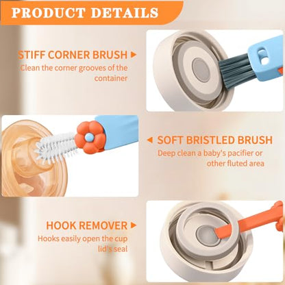 3 in 1 Cup Lid Cleaning Brush Set, Multifunctional Bottle Crevice Cleaning Brush, Portable Cup Lid Gap Cleaner, Water Bottle Cleaner Brush, Home Kitchen Cleaning Tools