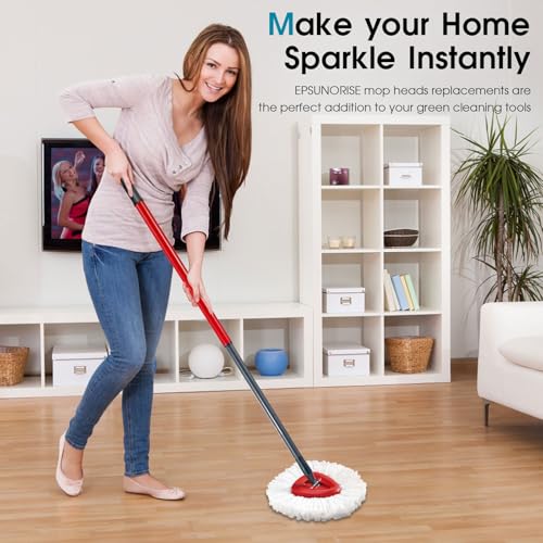 4 Pack Mop Head Replacement Compatible with O Cedar Triangle Swivel Mops,Spin Mop Replacement Head 100% Microfiber,Deep Cleaning,EPSUNORISE Compatible with O Cedar Mops(White) - size: 4pack