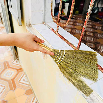 Set of 2 Brooms for Kid 12.6 inch- Vietnamese Natural Straw Soft Broom - Small Broom - style: 12.5in