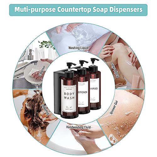 Plastic Soap Dispenser，Wall Mount Shower Pump，No-Drill Wall Mounted Shower Soap Dispenser，Shampoo and Conditioner Dispenser Modern Refillable Shampoo Pump Bottles for Shower Soap - color: 3pcs 300ml