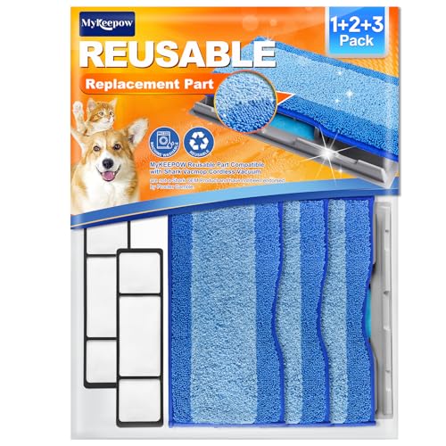 Reusable Replacement Pads Compatible with Shark Vac Pad VM252 VM251 VM200 VC205 VM250 VM200 VM200C VM190 VM250 QM250 VM190 VM200P12 Vacuum Mop Refills Upgraded Design of Dirt Chamber, 3+2+1 Pack - color: Blue,1+2+3 Pack