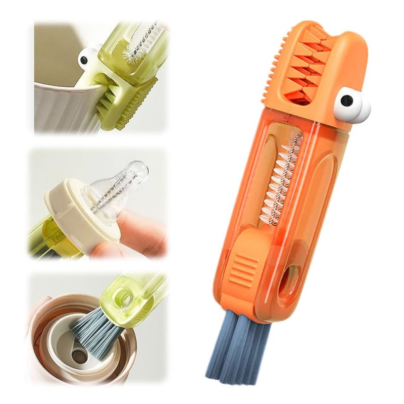 3 in 1 Cup Lid Cleaning Brush,2024 New 3 in 1 Multifunctional Cleaning Brush Portable Cup Lid Cleaner with Brush,Crevice Cleaning Brush Set for Baby Bottle Gap Tight Spaces Cup(C) - color: C