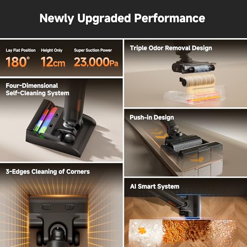 uwant Wet Dry Vacuum Cleaner 180° Lay-Flat Vacuum Mop All in One with 100℃ Hot Water and Air Drying 23000Pa Suction Vacuum Cleaner with Self-Cleaning Anti Odor Triple Edge Electric Mop